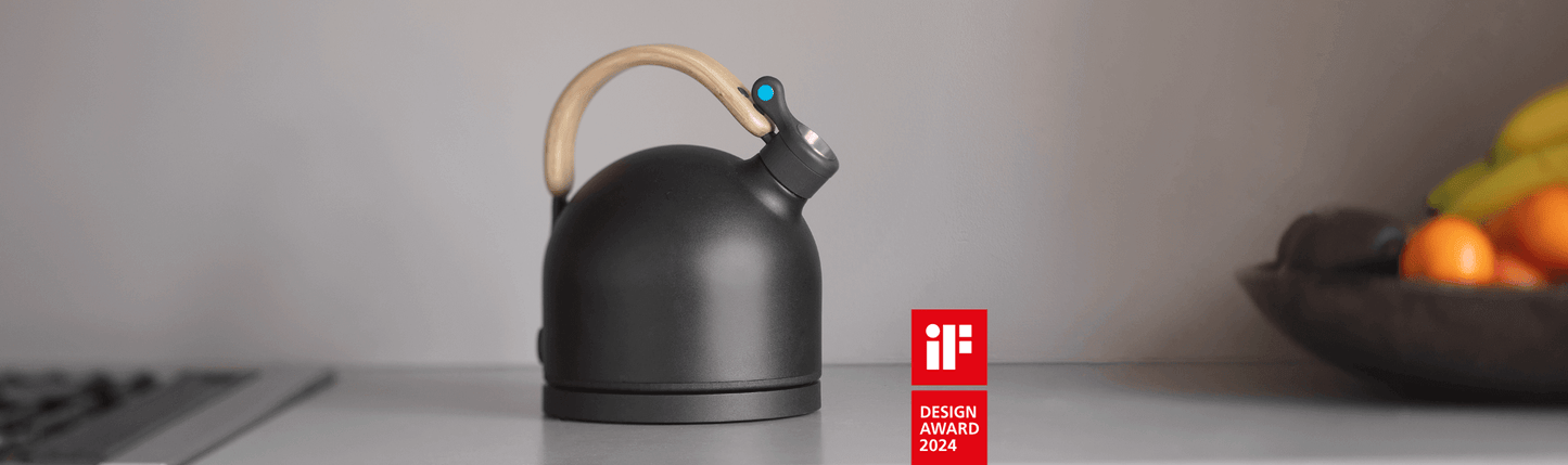 Stijlvolle waterkoker Le Lapin op aanrecht met IF Design Award vermelding